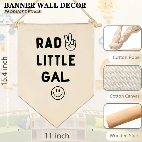 Miniatura 6 de Arte de flores - Bandera con letrero de regalos para bebés recién nacidos, niñas y niños - Decoración de pared con banderines para habitación