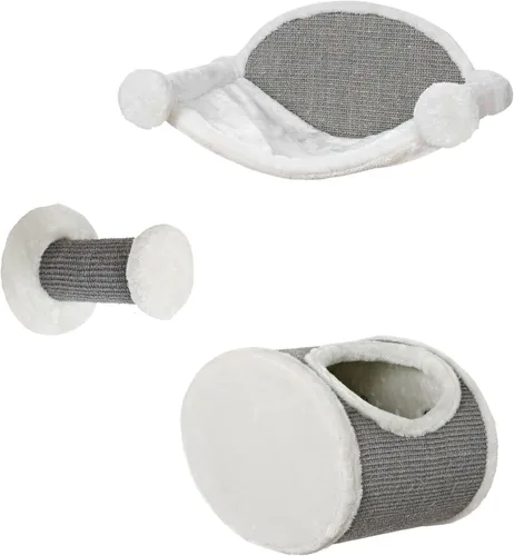 Miniatura 16 de Trixie Juego de vigilancia para gatos montado en la pared, estantes de escalada con escalones de sisal y plataformas de felpa, estantes para gatos