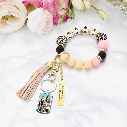 Miniatura 4 de Jovivi Llaveros personalizados personalizados con foto de doble cara, impresión a todo color, aleación de texto, imagen, llavero para hombres