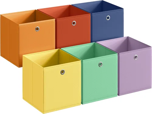 Miniatura 14 de SONGMICS Cubos de almacenamiento, juego de 6 cajas de almacenamiento plegables sin olor, 10.2 x 10.2 x 11 pulgadas, organizadores de armario