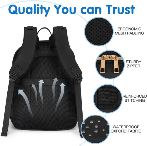 Miniatura 4 de KABAQOO Mochila para pañales de bebé, mochila impermeable para pañales para mamá y papá con cambiador, bolsillos aislados y correas para cochecito