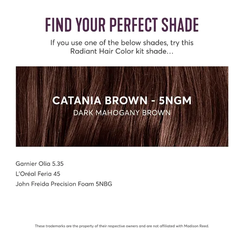 Miniatura 7 de Madison Reed - Kit de color de cabello radiante, tinte permanente para el cabello, 100 % cobertura de canas, sin amoníaco, castaño Catania 5NGM