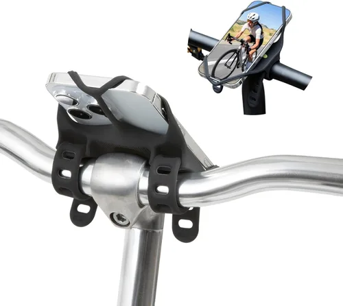 Bone Bike Tie 4 Pro Max, iF Design Award Winner Soporte de teléfono de bicicleta para manillar en forma de vástago y T en forma de U, silicona sin