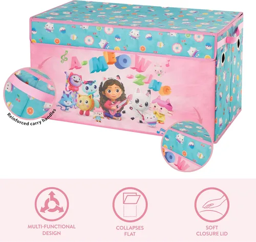 Miniatura 3 de Idea Nuova Gabbys Dollhouse - Baúl plegable de almacenamiento para niños, duradero con tapa suave, 28.5 x 14.5 x 16 pulgadas Casa de muñecas Gabbys