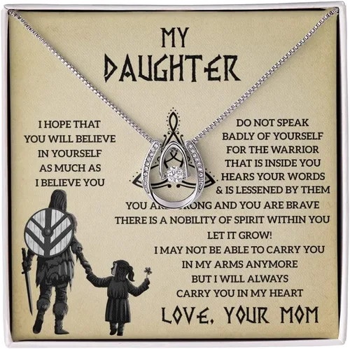 Collar para hija, un amor eterno de mamá, regalo para hija de mamá, estilo vikingo atractivo, colgante vikingo, joyería vikinga para cumpleaños de