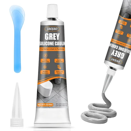 JAOJAO Calafateo de silicona gris, sellador de silicona gris, excelente adherencia, flexibilidad de larga duración, rendimiento estable, ampliamente