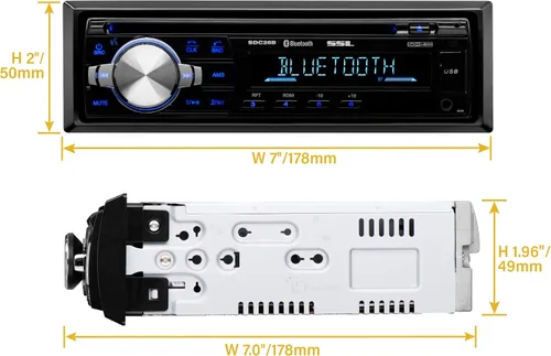 Miniatura 5 de Sound Storm Laboratories SDC26B Estéreo para automóvil - Din único, audio Bluetooth y llamadas manos libres, micrófono integrado, reproductor