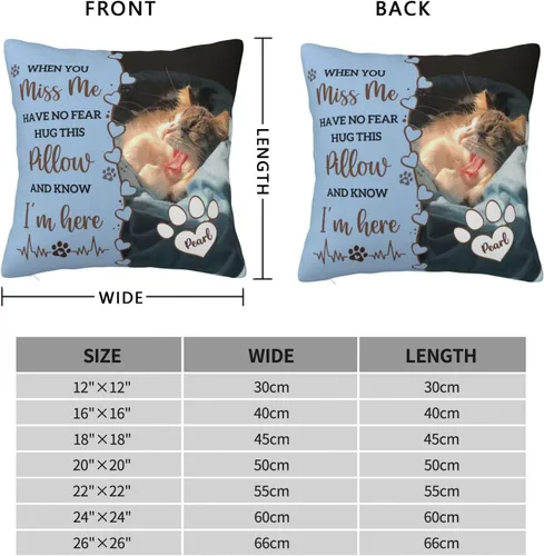 Miniatura 7 de Almohada Decorativa Conmemorativa Personalizada para Mascotas con Foto, Regalo de Condolencias por Pérdida de Perro/Gato, Regalos de Recuerdo