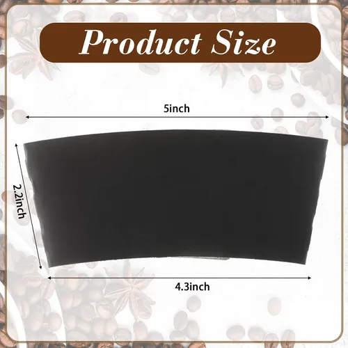 Miniatura 2 de Thenshop 100 fundas de café negras desechables para tazas de café, papel kraft corrugado, cartón, aislante para bebidas y bebidas de 12, 16, 20, 22