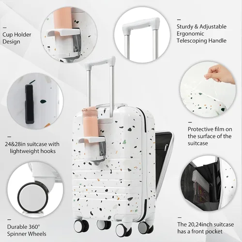 Miniatura 40 de Merax Juego de equipaje rígido ABS expandible de 3 piezas con rueda giratoria Maleta TSA Lock Suit Case, Negro -, Juego de 2 piezas, Equipaje