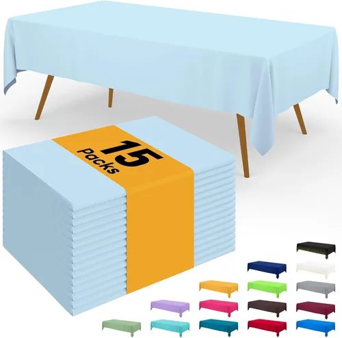Miniatura 132 de Smiry - Juego de 6 manteles desechables, 54 x 78 pulgadas, manteles impermeables rectangulares para fiestas, cubierta de mesa de plástico