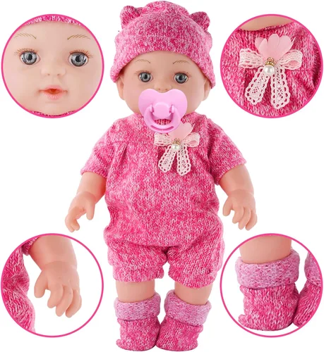 Miniatura 3 de DONTNO Muñeca de bebé de 12 pulgadas con ropa y accesorios, Set de alimentación y cuidado de muñeca bebé renacida viva con biberones, pañal