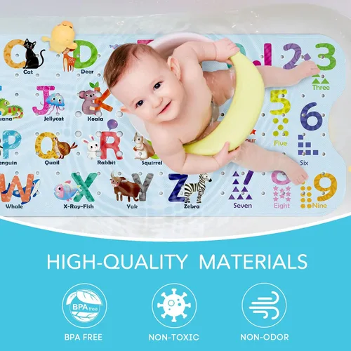 Miniatura 4 de SHUCHING Tapete de baño para bebé antideslizante de 40 x 16 pulgadas, tapete de baño para niños, sin moho, tapete de ducha antideslizante para baño