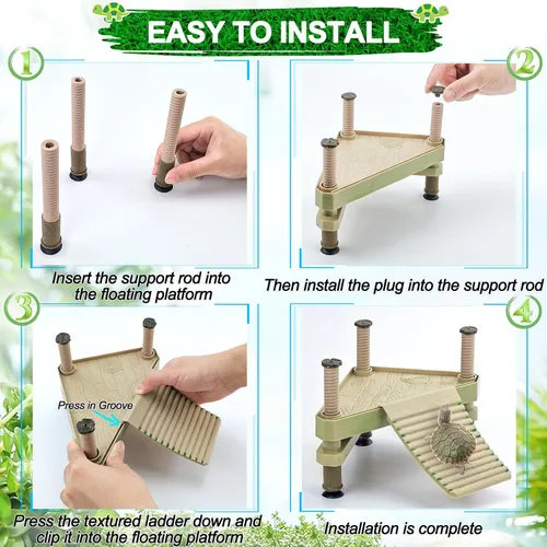 Miniatura 8 de Keedolla Pequeño Muelle Flotante de Reptil Acuático Plataforma de Toma de Sol para Acuario, Plataforma Decorativa de Reptil Acuario con Rampa