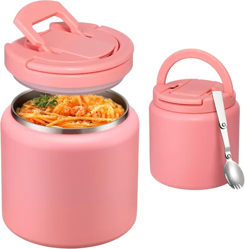 Miniatura 14 de Itslife Termo de sopa aislado al vacío de 14 onzas para comida caliente, recipiente de almuerzo para niños con tapa de hebilla a prueba de fugas