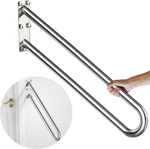 Miniatura 13 de Pasamanos de acero inoxidable de 20 pulgadas para 1-3 escalones, tubo de 1.25 pulgadas, barra de seguridad cromada en forma de U para escaleras