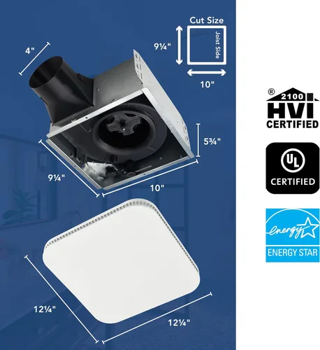 Miniatura 3 de Broan-NuTone Ventilador de escape de baño – Fácil adaptación sin acceso al ático, ultrasilencioso 0.7 sones, 80 CFM, Certificado ENERGY STAR