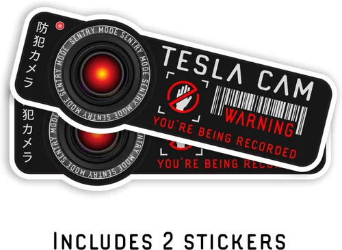 Miniatura 4 de Pegatina de advertencia de seguridad para Tesla Cam. Modelo 3, Y, X, S Sentry Mode Calcomanía gráfica para coche. Etiqueta engomada del coche