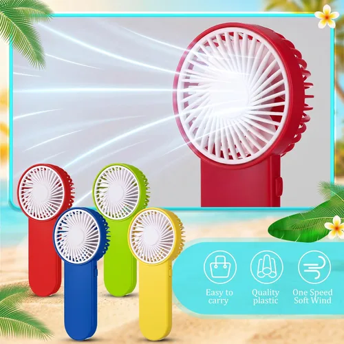 Miniatura 4 de Sumind 6 unidades de pequeño ventilador portátil personal pequeño a granel de 1 velocidad eléctrico lindo alimentado por batería para el cuello