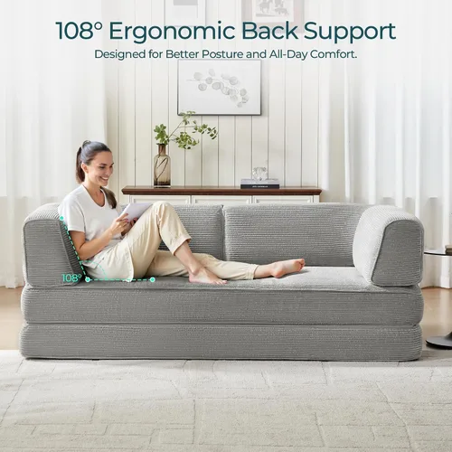 Miniatura 9 de LINSY HOME Sofá cama convertible de 79 pulgadas, sofá cama plegable de compresión, sofá cama plegable de pana para sala de estar y dormitorio, sofá
