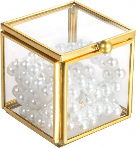 Miniatura 4 de Feyarl Pequeña caja de joyería de cristal transparente para baratijas aretes caja de sombra organizador decorativo para el cofre del tesoro con tapa