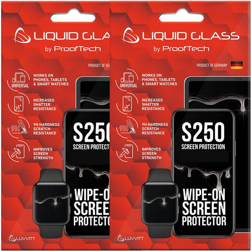 ProofTech Paquete de 2 protectores de pantalla de vidrio líquido con protección de pantalla de $250 (cada uno) para todos los teléfonos