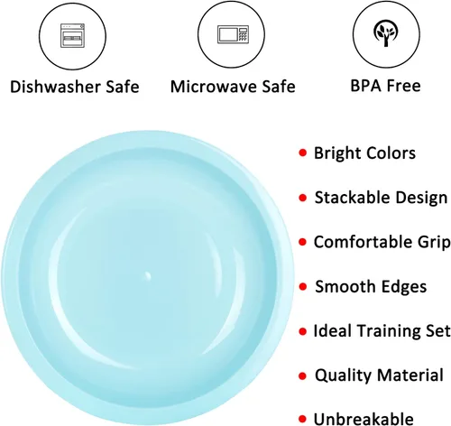 Miniatura 4 de Youngever Platos de plástico de 7.5 pulgadas, tamaño pequeño para niños, platos para niños, platos para aperitivos, juego de 9 (colores costeros)