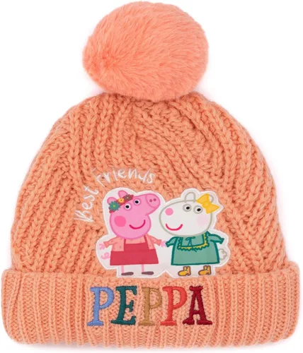 Miniatura 3 de Peppa Pig Hat And Mittens Kids Peach Knit Winter Beanie Gloves, Rosado