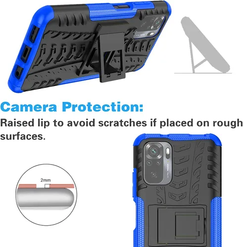 Miniatura 5 de Funda de teléfono para Xiaomi Redmi Note 10/10S 4G con protector de pantalla de vidrio templado y soporte Soporte Soporte duro resistente híbrido