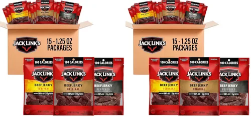 Jack Link's Paquete variado de carne seca de res, incluye original, teriyaki y cecina picada, aperitivo de proteínas a granel, buena fuente de