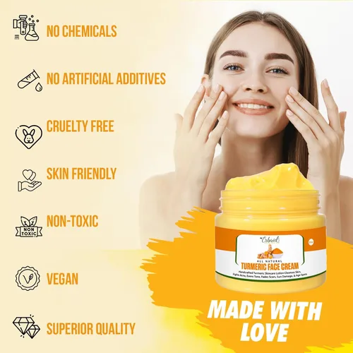 Miniatura 8 de Crema facial de cúrcuma para rostro y cuerpo – Loción iluminadora de piel de cúrcuma totalmente natural – La cúrcuma limpia la piel, combate