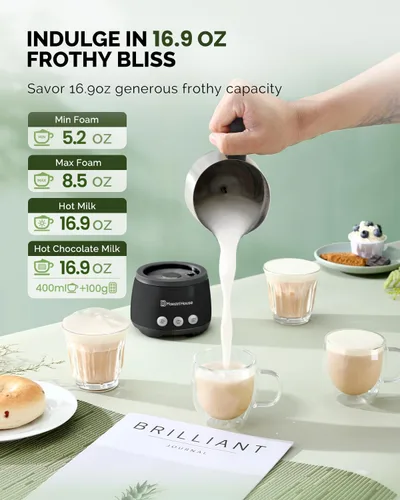 Miniatura 4 de Maestri House Espumador de leche, vaporizador y espumador de leche eléctrico 4 en 1, 16.9 onzas, 600 W, control táctil inteligente, máquina