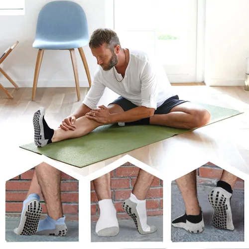 Miniatura 4 de Calcetines antideslizantes de yoga con agarre acolchado para pilates, barre para entrenamiento en casa, hospital, calcetines antideslizantes