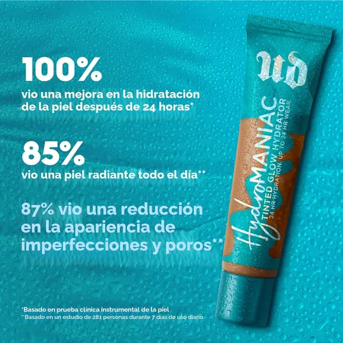 Miniatura 4 de Urban Decay Hydromaniac Dewy Foundation, Hidratante con color para piel seca, cobertura media construible, con filtrado de kombucha y aceite