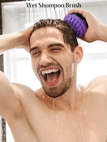 Miniatura 6 de HEETA Masajeador de cuero cabelludo con cerdas de silicona suave, elimina la caspa, alivia la picazón, cepillo de champú para el cuidado del cabello