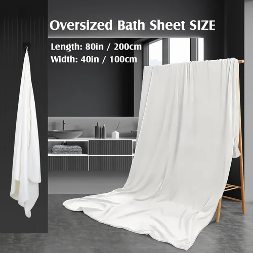 Miniatura 3 de Preboun 2 toallas de baño de vellón de gran tamaño, 40 x 80 pulgadas, toallas de baño extra grandes de microfibra coral terciopelo coral altamente