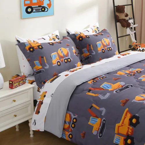 Miniatura 8 de Juego de ropa de cama con lazo para niñas, tamaño matrimonial, 7 piezas, color azul, Kawaii con lazo, cama en una bolsa para niños y adolescentes