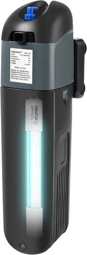 AQUANEAT Filtro de acuario 5W Bombilla UV Green Water Killer Filtro de bomba sumergible 132 GPH para tanque de peces de 75 galones