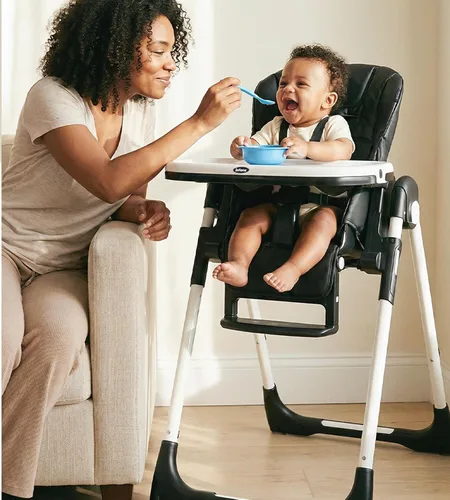 Miniatura 9 de INFANS Silla alta para bebés y niños pequeños, silla alta plegable con respaldo ajustable múltiple, reposapiés y altura del asiento, bandeja Negro
