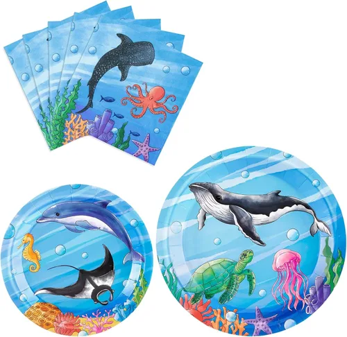 Miniatura 13 de WERNNSAI Platos y servilletas de granja – 48 piezas de decoración de cumpleaños de animales de granja, platos de papel de granero para niños, fiesta