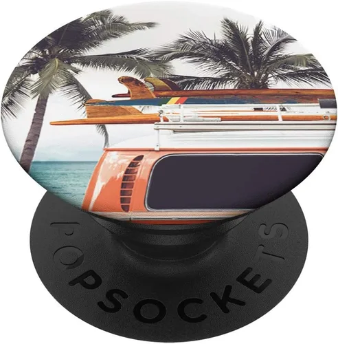 Retro California 70s Van Beach Bum Classic Surf Vintage - PopSockets Grip and Stand for Phones and Tablets