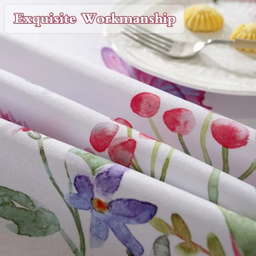 Miniatura 5 de SASTYBALE - Mantel floral de verano, rectangular de 52 x 70 pulgadas, estampado de flores coloridas, mantel impermeable para exteriores, a prueba