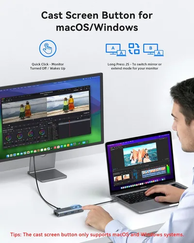 Miniatura 8 de Hub USB C para MacBook Pro/Air, Mac Dongle con 3 puertos USB, USB C a HDMI, USB C a RJ45 Ethernet, MOKiN 8 en 1 USB C a HDMI, carga PD de 100 W