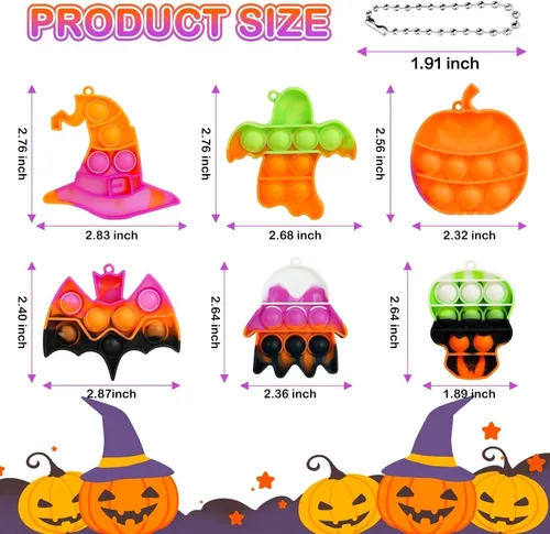 Miniatura 2 de Paquete de 24 mini juguetes sensoriales antiestrés de Halloween para niños y niñas, regalos de fiesta de Halloween, bolsas de golosinas