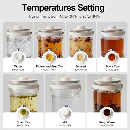 Miniatura 3 de Kawu Hervidor eléctrico, dispensador de agua caliente 7 en 1, olla saludable para té y café, hervidor de té de vidrio de 2.5 litros con control