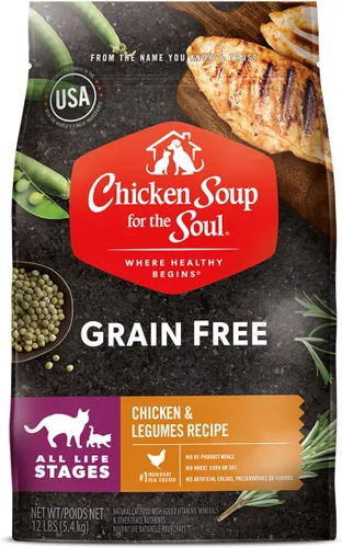 Chicken Soup for the Soul All Natural Premium - Alimento seco para gatos sin granos para toda la vida, primer ingrediente de carne real, sin