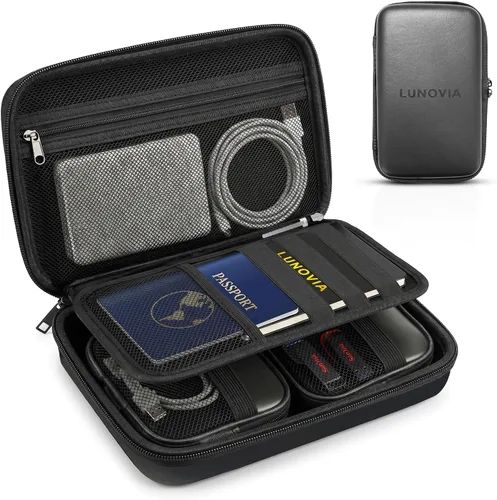 Miniatura 9 de Organizador tecnológico de tamaño medio con bolsas extraíbles: funda de viaje rígida para cables, cargadores y accesorios Organizador