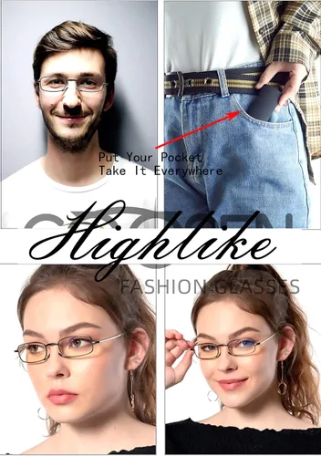 Miniatura 5 de HIGHLIKE Hard Cases Folding Reading Glasses, Pocket Wallet Purse Compact Spring Hinge Readers, Transparent Clear Lens Paquete de 3: 3 plomizos