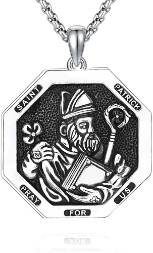 DOTBJ Collar con colgante de cruz de San MiguelSan CristófaloSan BenitoSan PatricioJesús Amuleto de joyería para hombres y mujeres con cadena Rolo