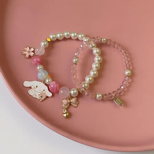 Miniatura 8 de ANZWTLOYY Juego de pulseras Kawaii con cuentas de cristal, pulseras de perlas de dibujos animados para niñas y mujeres, joyería de amistad, Cristal